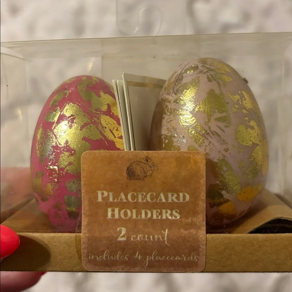 Gold Leaf Pink and Lavender Egg Placecard Holders Easter